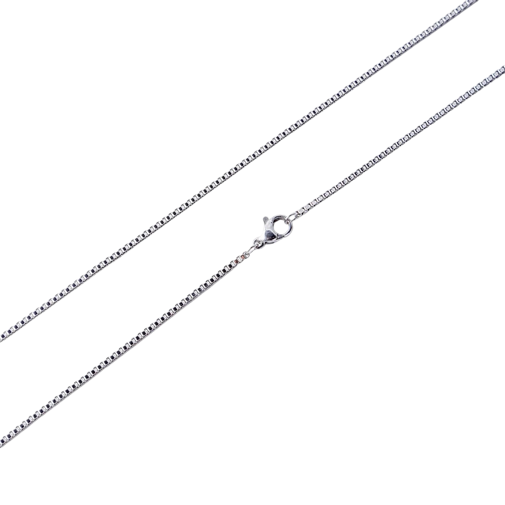 Aureliss Dario Box-Kette aus silberfarbenem Edelstahl mit Karabinerverschluss für Herren