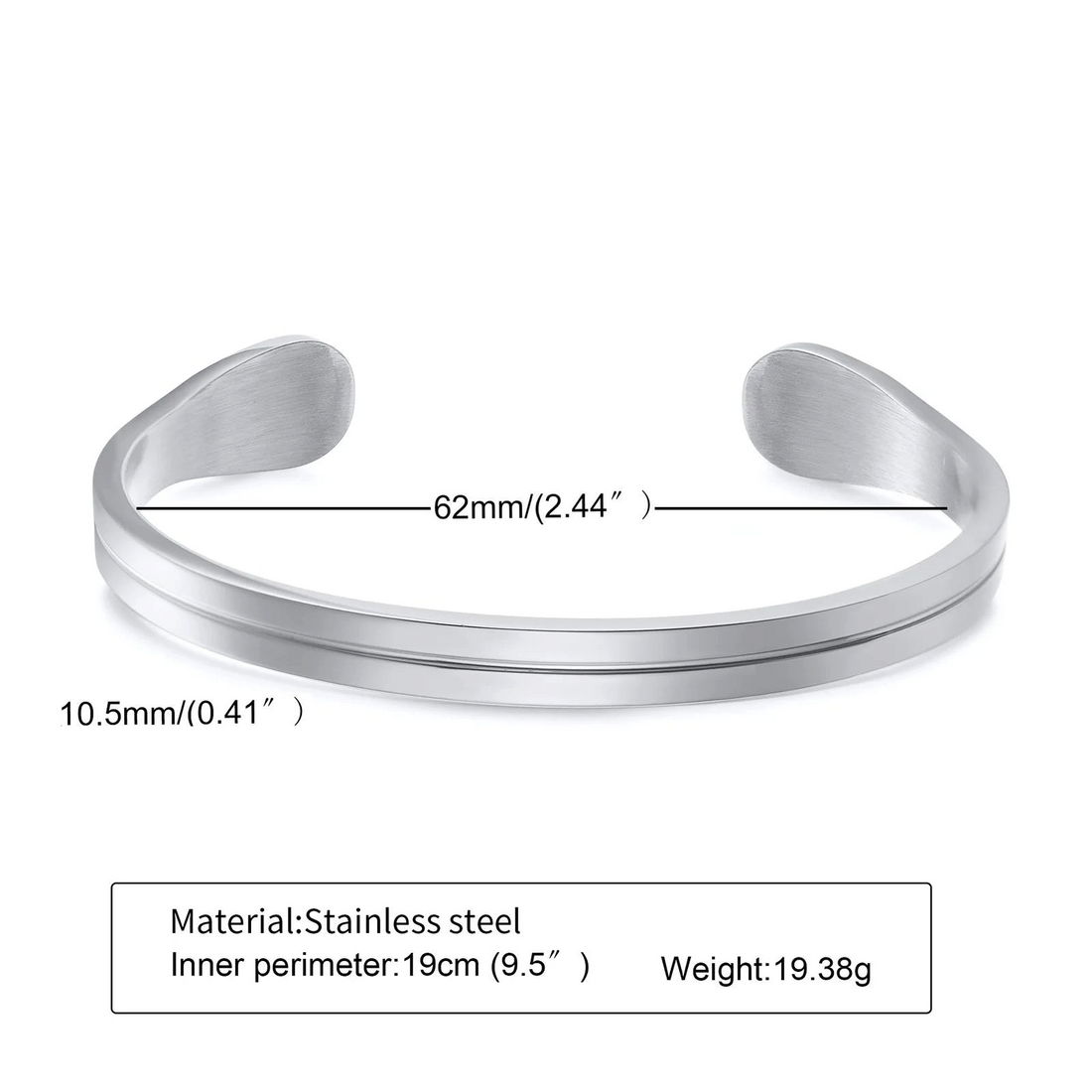 Aureliss Ryder Manschettenarmband aus silberfarbenem Edelstahl mit schlichtem, offenem Design
