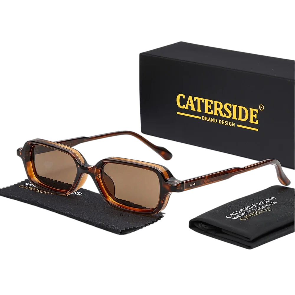 Aureliss Cole Sonnenbrille in Schildpatt mit rechteckigem Kunststoffrahmen und UV400-Schutz inklusive Etui