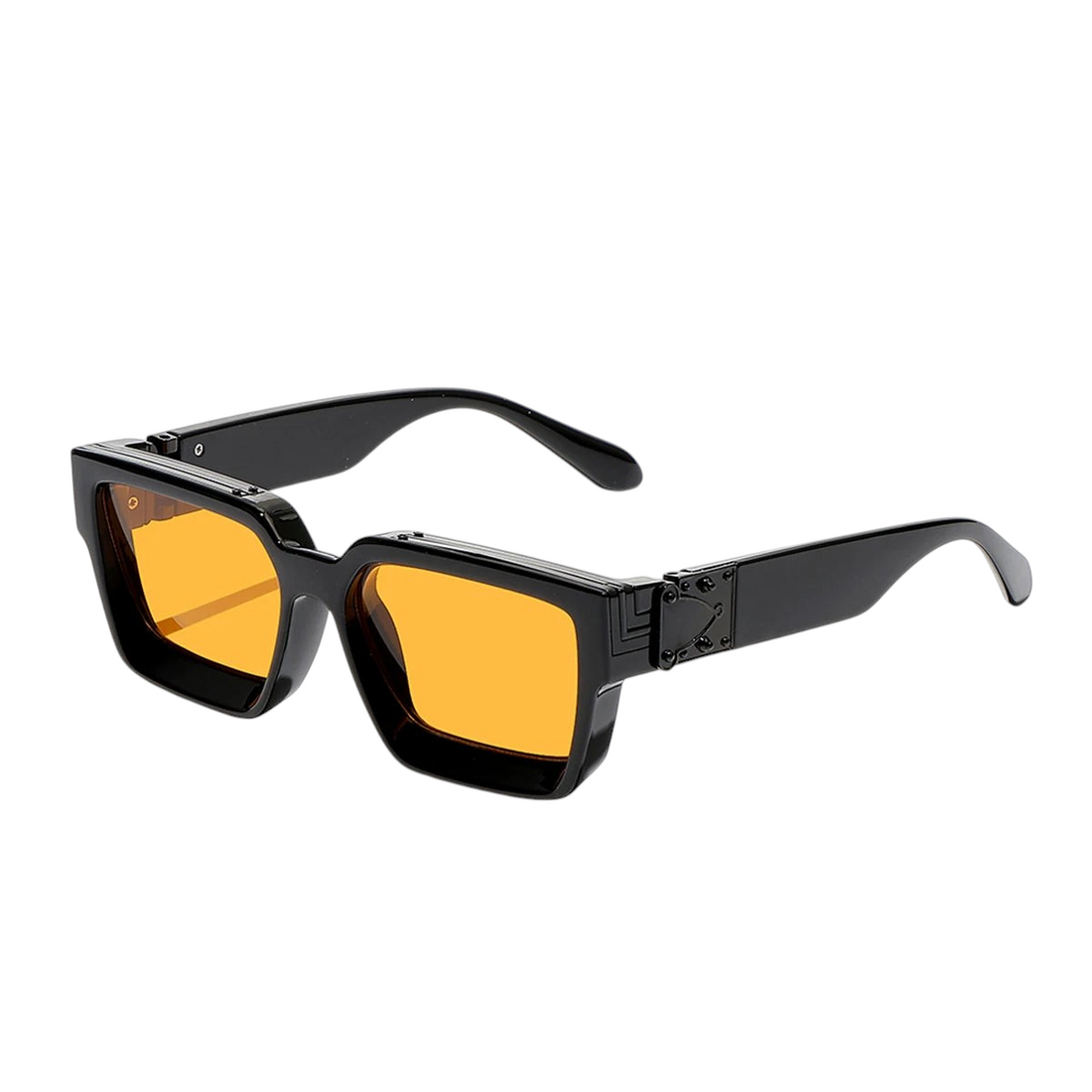 Aureliss Remy quadratische Sonnenbrille mit schwarzem Polycarbonat-Rahmen und getönten orangefarbenen Gläsern