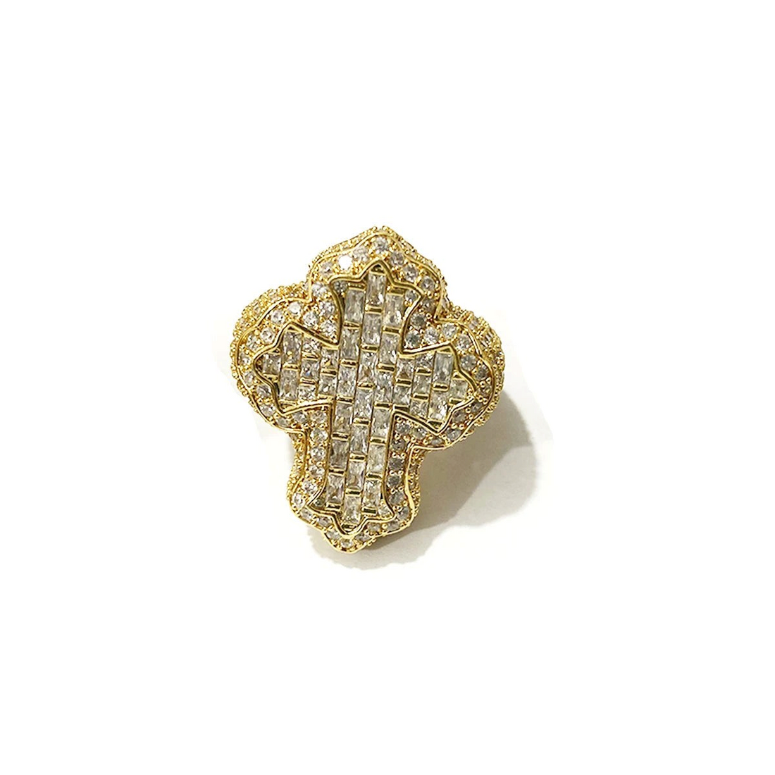 Aureliss Tyson Kreuzring in Gold mit Zirkonia Steinen im Iced-Out-Look und 18-karätiger Vergoldung