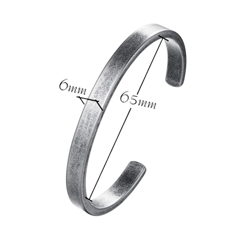 Aureliss Ryder Manschettenarmband aus grauem Edelstahl mit 6 mm Breite und 65 mm Durchmesser im schlichten Design