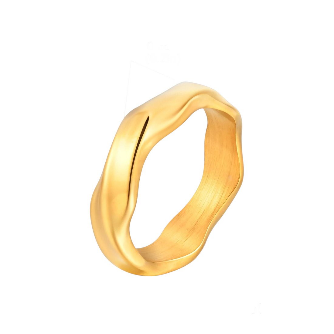 Aureliss Lior Möbius-Ring aus goldfarbenem Edelstahl mit gewellter Oberfläche und 5 mm Breite