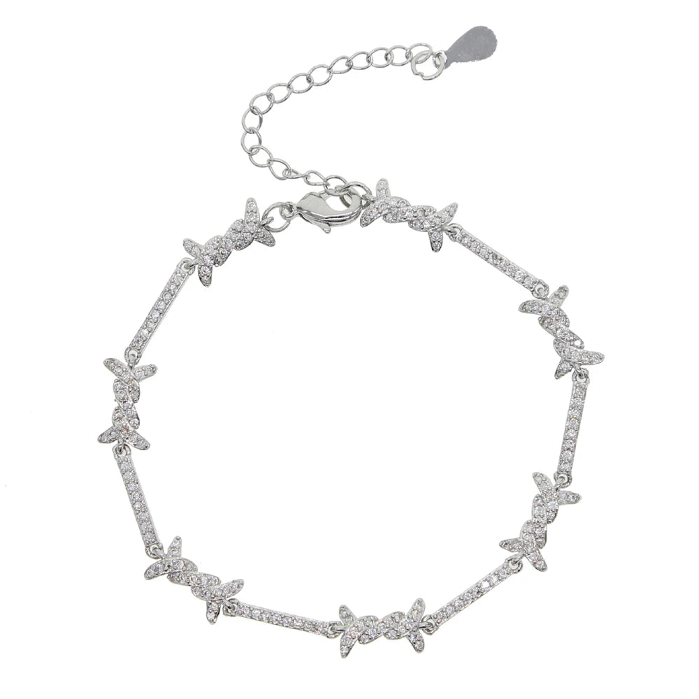 Aureliss Armband Silas in Silber mit Stacheldraht-Design und funkelnden Zirkonia-Steinen