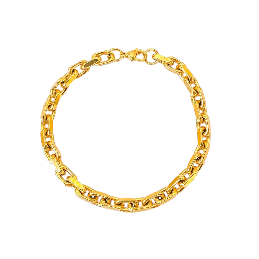 Aureliss klassisches Gliederarmband aus goldfarbenem Edelstahl mit glänzendem Finish und sicherem Verschluss