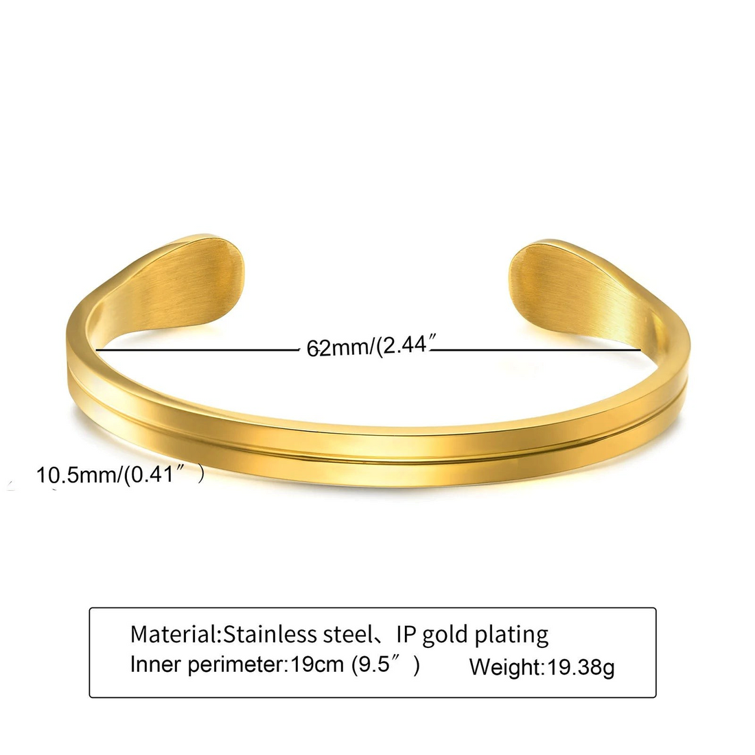 Aureliss Ryder Manschettenarmband aus goldenem Edelstahl mit schlichtem, offenem Design