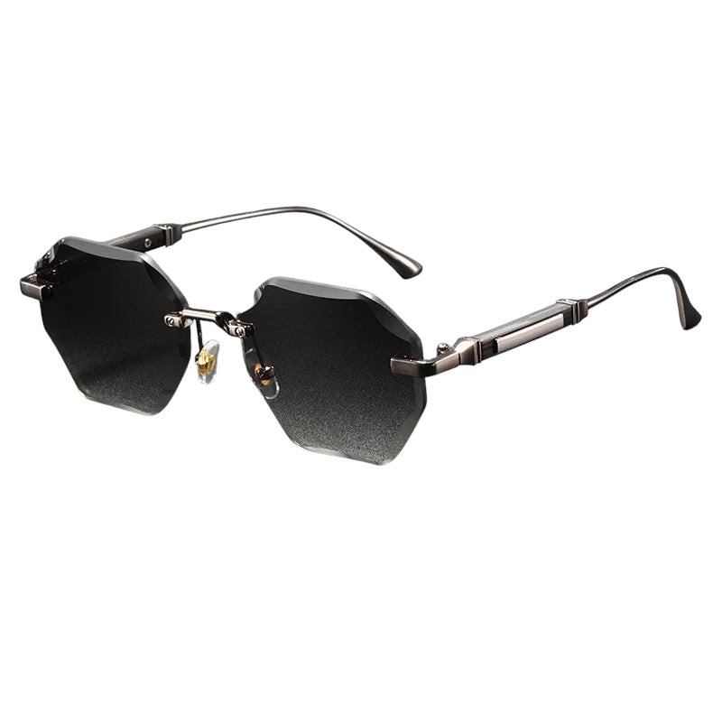 Aureliss Jett randlose Sonnenbrille mit achteckigen, dunkel getönten Gläsern und robustem Metallrahmen