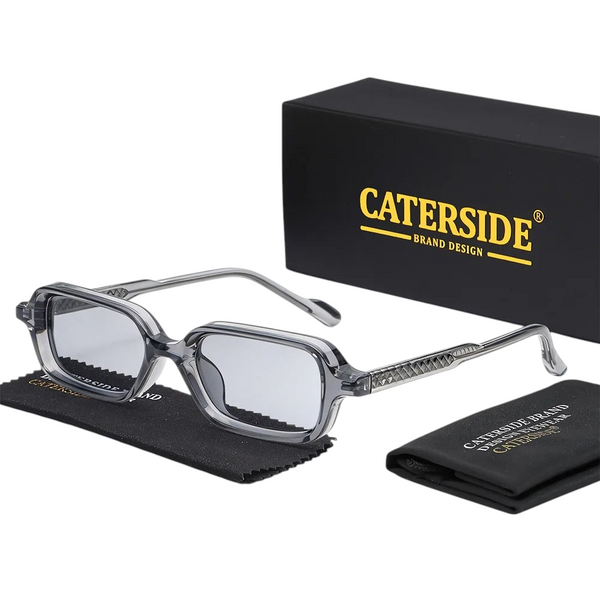 Aureliss Cole Sonnenbrille in Grau mit rechteckigem Kunststoffrahmen und UV400-Schutz inklusive Etui und Tuch