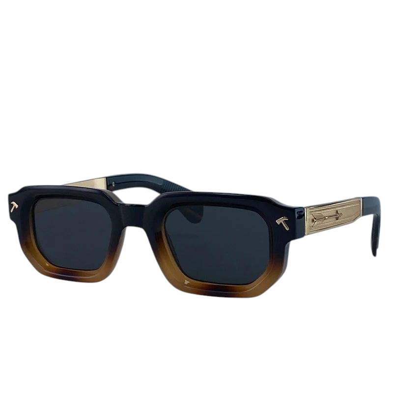 Aureliss Axel quadratische Herren-Sonnenbrille mit schwarzem Farbverlauf, Metallbügeln und UV400-Schutz