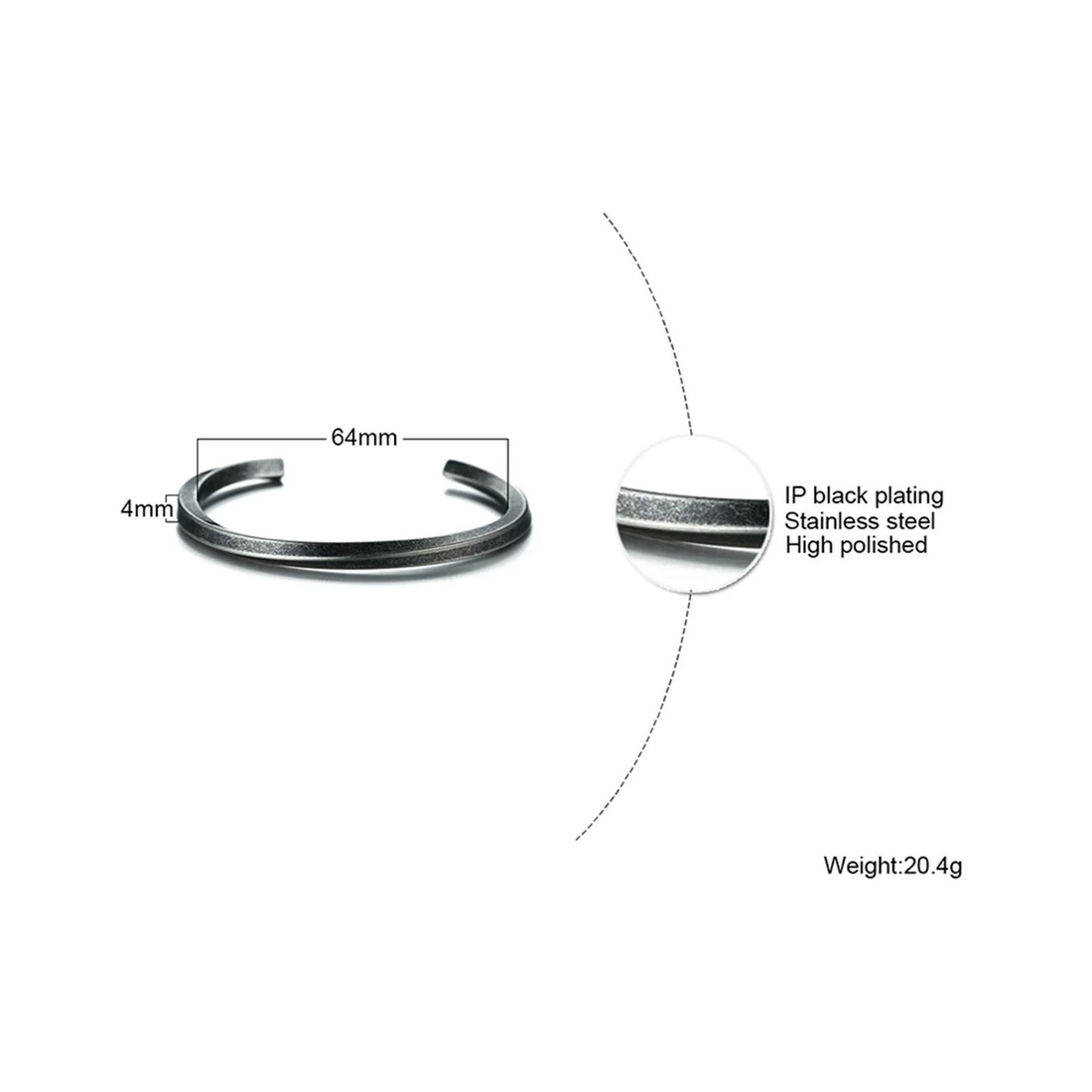 Aureliss Ryder Manschettenarmband aus grauem Edelstahl in schlichtem, offenem Design