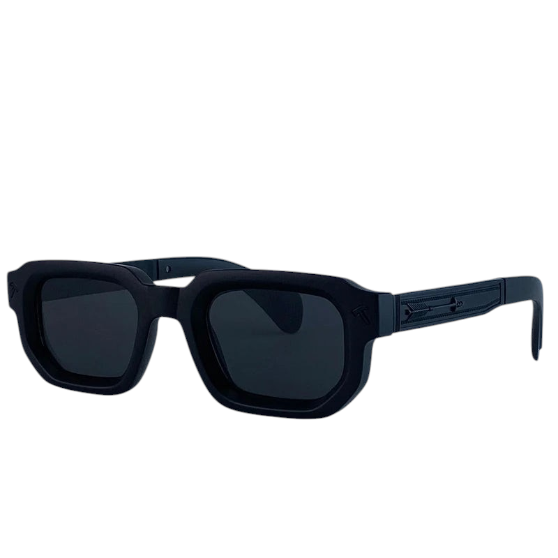 Aureliss Axel quadratische Herren-Sonnenbrille in Schwarz mit UV400-Schutz und markanten Bügeldetails